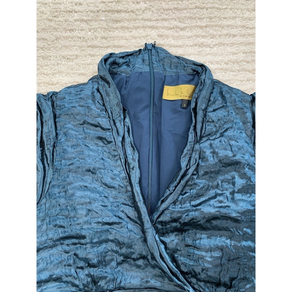 Vintage Y2K 90's Nicole Miller Gold Label Blue Rushed Dress Size 6 USA $450 - Picture 3 of 16